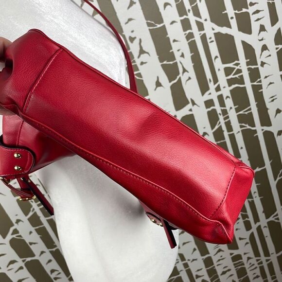 Nicole by Nicole Miller Red and Gold Studded Faux Leather Crossbody Bag - Picture 6 of 14